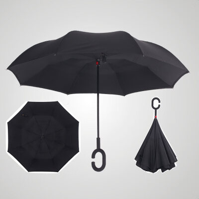 

Reverse Folding Double Layer Inverted Chuva Umbrella Self Stand Inside Out Rain Protection C-Hook Hands Windproof for Car