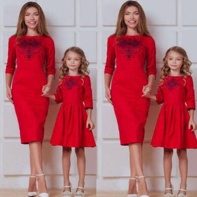 

Mother&Daughter Matching Dresses Women Girls Lace Mini Dress Family Clothes
