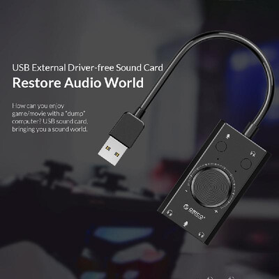 

ORICO SC2-BK Audio Card USB Sound Card Stereo Mic Earphone Audio Jack Cable Adapter Volume Adjustment Free Driver