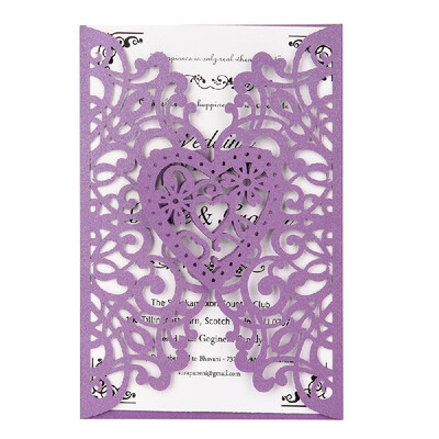 

20Pcs Pearl Paper Laser Cut Wedding Invitation Cards Greeting Card Kits Event Party Supplies with Blank Inner Sheet