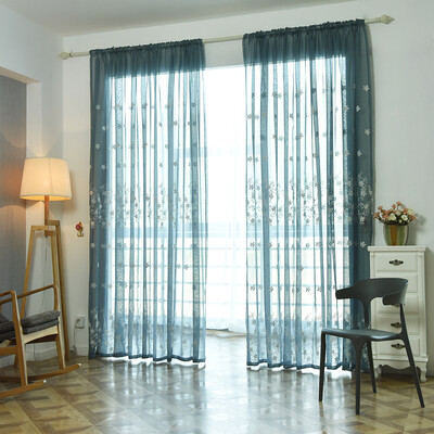 

Multifunction Small Flower Embroidered Voile Curtain Tulle Window Drapery Sheer Drapes Breathable Transparent