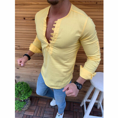 

luxury Mens Muscle Casual Dress Shirts Slim Fit T-Shirt Long Sleeve Formal Tops