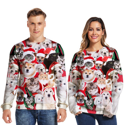 

Toponeto Mens Casual Christmas Funny 3D Print Party Long Sleeve O-Neck Top Blouse Coat