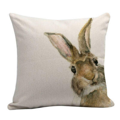 

Easter Flax Square Pillow Cover not including pillow with Invisible Zipper Printed Rabbits One-sided Patterns 80g 45x45cm1