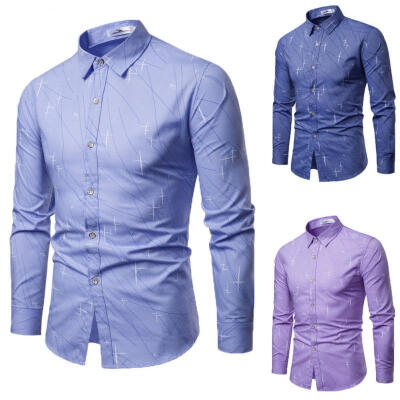 

New Mens Long Sleeve Shirt Button Up Business Work Smart Formal Dress Tops