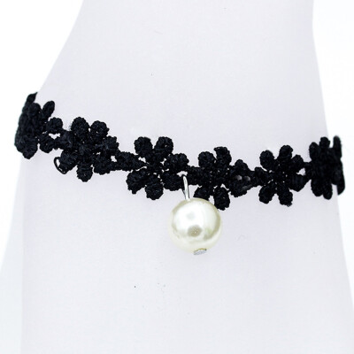 

Free Shipping Wholessale Vintage Imitation Pearl Sun Black Lace Cute Bracelets & Bangles Handmade Accessories Jewelry Bracelets