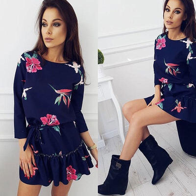 

Fashion Women Long Sleeve Casual Bodycon Party Evening Cocktail Mini Dress