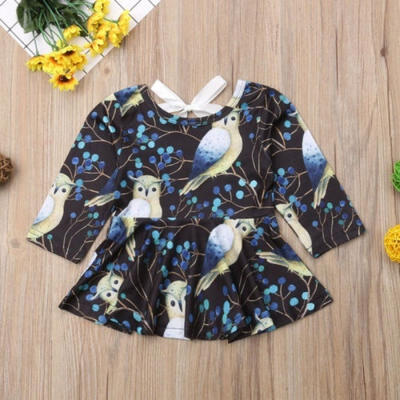 

Kids Baby Girls Children Long Sleeve Dress Princess Party Skirt Clothes Fit 6M-3Y