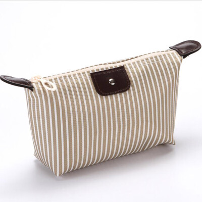 

Dumpling Shape Stripes Waterproof Cosmetic Makeup Purse Wash Bag Organizer Pouch Handbag