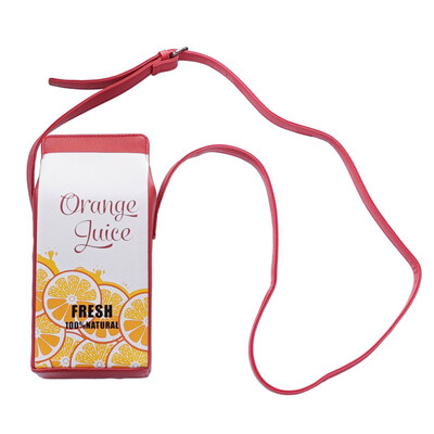 

Creative Women Cartoon Milk Box Faux Leather Mini Crossbody Shoulder Phone Bag