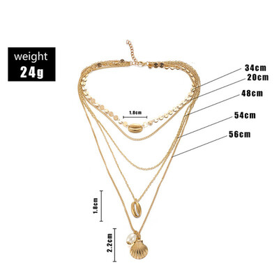 

Alloy Shell For Women With Scallop Pendant Multi-Layer Necklace Charm Handmade Beach Statement Jewelry Fashion
