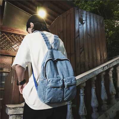 

Ins Backpack Female Korean High School Backpack College Students Ancient Fashion Cowboy Backpack