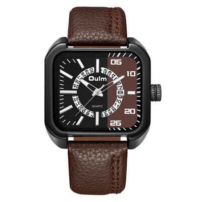 

Oulm Ou Lei personality square mens waterproof quartz watch belt watch mens watch