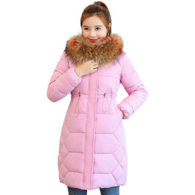

Winter Fashion Women Fur Collar Long Down Jacket Thicken Coat Hooded Parkas