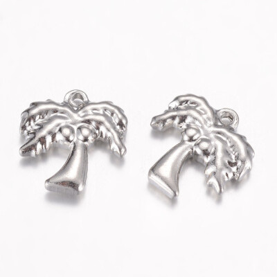 

304 Stainless Steel Charms Coconut Tree Stainless Steel Color 145x135x3mm Hole 1mm