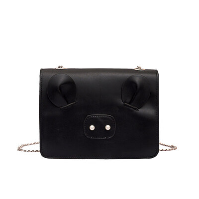 

Faux Pearl Pig Nose Fashion Lady Faux Leather Flap Square Crossbody Shoulder Bag