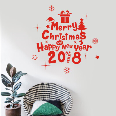 

〖Follure〗New Year 2018 Merry Christmas Wall Sticker Home Shop Windows Decals Decor