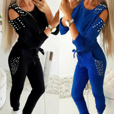 

Women Lady Jogger Running Tracksuit Sweatshirt Tops Pants 2Pcs Sets Sport Wear