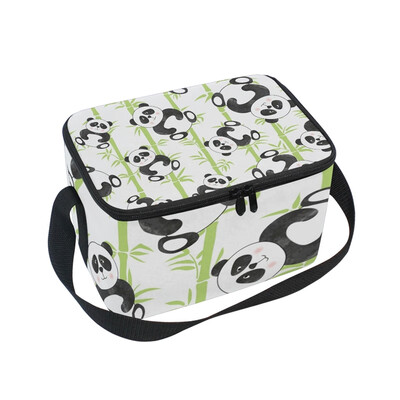 

ALAZA Lunch Box Insulated Panda Bears Bamboo Lunch Bag Large Cooler Tote Bagfor Men Women