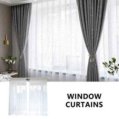 

Light Shiny Sliver Star White Sheer Tulle Window Curtains For Living Room Bedroom Modern Yarn for Kid Room Drape