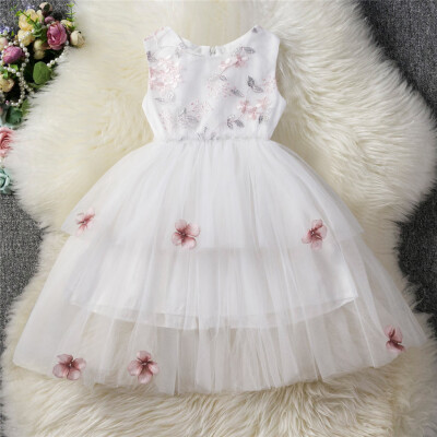 

Toddler Girl Summer Princess Dress Kid Baby Party Flower Mesh Wedding Dress