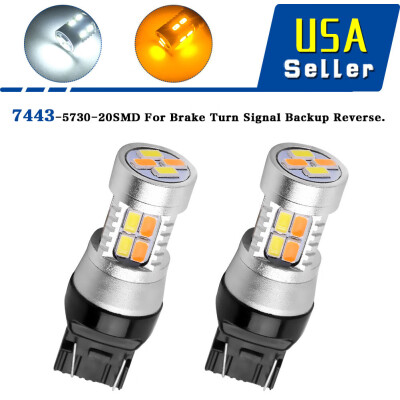 

2x Dual Color Switchback 7443 7440 Amber White 20LED Bulbs Turn Signal Light