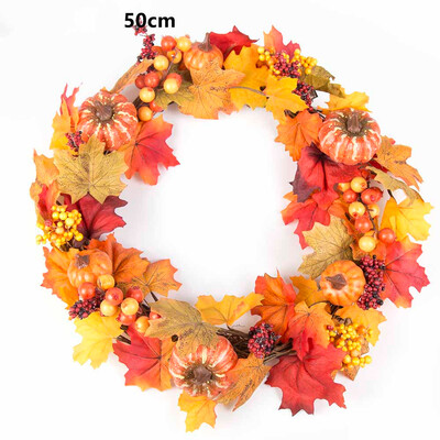 

〖Follure〗50cm Berry Maple Leaf Fall Door Wreath Door Wall Ornament Thanksgiving Day