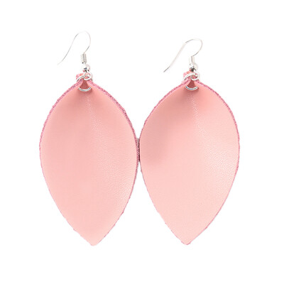 

Women Girls Retro Party Jewelry Faux Leather Leaf Drop Pendant Hook Earrings