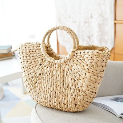 

Fashion Women Wicker Handbag Bags Totes Beach Straw Woven Summer Rattan Basket Bag Retro