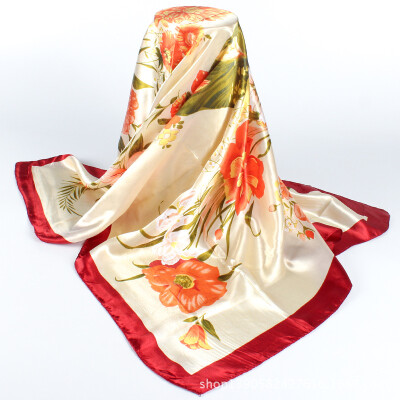 

Korean version of the silk scarf large square scarf satin scarf chain large square factory outlet