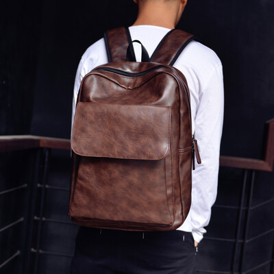 

Ai Biao Leisure Simple Fashion Shoulder Bag Male Korean Leather Business Backpack Students Bookbag Chaozhou Bag