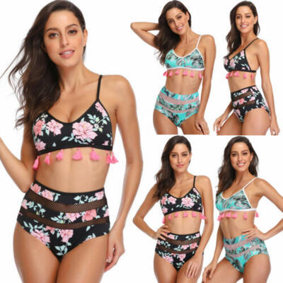 

Women High Waist Padded Bra Bikini Swimsuit Bandage Push-up Swimwear Set Bathing