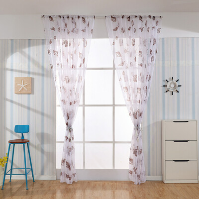 

Toponeto Leaves Sheer Curtain Tulle Window Treatment Voile Drape Valance 1 Panel Fabric