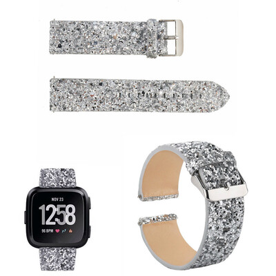 

〖Follure〗Bling Glitter Leather Wrist Strap Replacement Strap Watch Band For Fitbit Versa