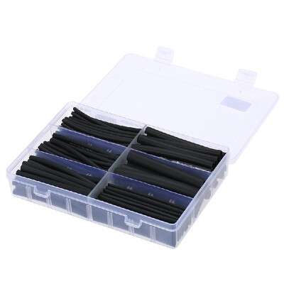 

130pcs 31 Dual Wall Adhesive Heat Shrink Tubing Kit 6 Sizes Black Heat-shrinkable Tube Cable Sleeve Assortment with Storage Case