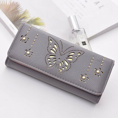 

New Style Women Wallets Fashion Ladies Women Hollow Out PU Leather Clutch Purse Wallet Long Card Holder Hasp Fashion Hot 2019