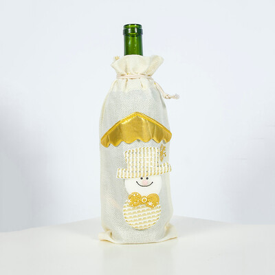 

〖Follure〗Christmas Decorations Burlap Christmas Wine Bottle Wine Bag Christmas Dress Up