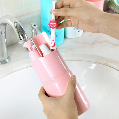 

Greensen Travel Portable Wash Cup 5 Piece Set With Lotion Bottle Sip Cup Mirror Mirror Comb SetToothbrush BoxToothbrush Holder
