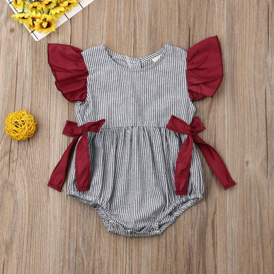 

Newborn Infant Baby Girl Boy Bowknot Polka Dot Romper Bodysuit One-Piece Outfits