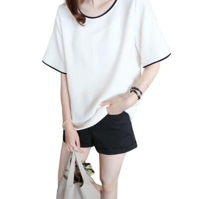 

Women Bottom T-Shirt Summer Solid Color Half Sleeve O-neck Loose Tee Shirt