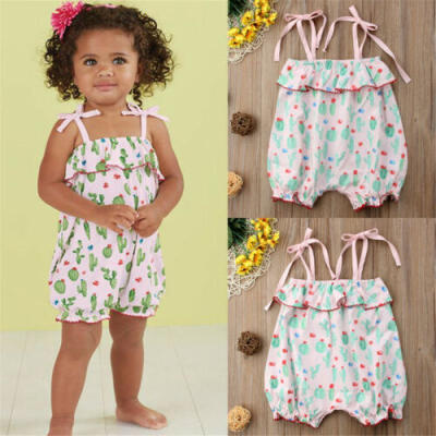 

Canis Newborn Baby Girls Cactus Flower Romper Bodysuit Jumpsuit Outfit Clothes