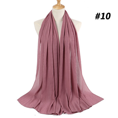 

Monochrome pleated pearl chiffon national womens headscarf new 22 color Muslim solid color hijab manufacturers