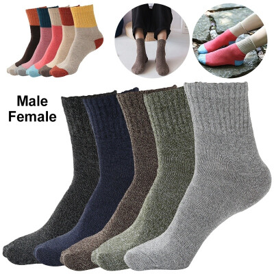 

5 Pairs Women Men Wool Socks Thick Knit Vintage Winter Warm Cozy Crew Socks Gifts Winter Socks