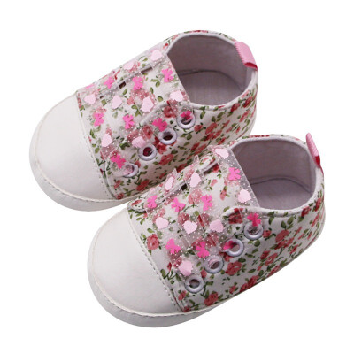 

Baby Shoes Baby Girls Breathable Floral Print Anti-Slip Shoes Canvas Sneakers Soft Soled First Walkers