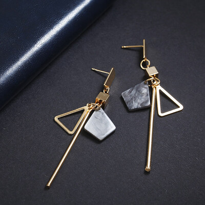 

2018 New Long Earrings For Women Triangle Round Design Geometric Ear Jewelry Punk Style Statement Earrings
