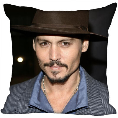 

Johnny Depp Pillow Cover Bedroom Home Office Decorative Pillowcase Square Zipper Pillow Cases Satin Fabric No Fade