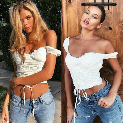 

Summer Women Sexy Off Shoulder Casual Bralet Tank Top Blouse T-Shirt Cami Tops