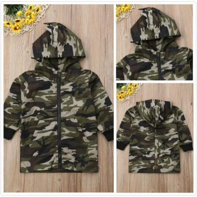 

Kids Baby Boys Camouflage Long Sleeve Zipper Coat Hoodie Top Hooded Outwear