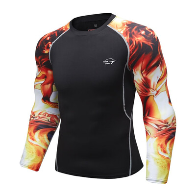 

Toponeto Mens Breathable Long Sleeve Yoga Fitness Print Sport Soft T-Shirt Top Blouse