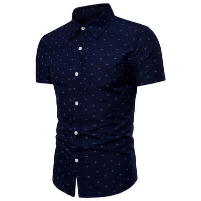 

2018 Spring Summer New Mens Anchor Printing Short-sleeved Shirts Fashion Youth Bottoming Shirt For Men -3XL